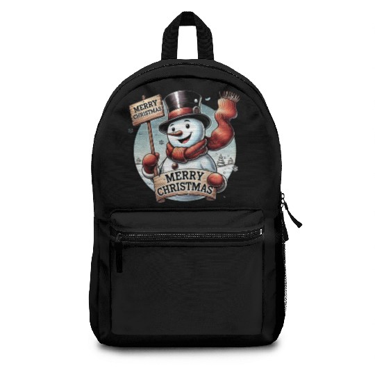 Cheerful Snowman - Merry Christmas Wishes Backpacks