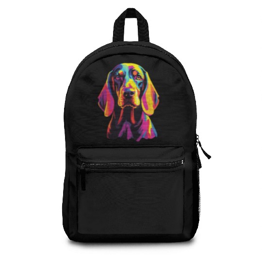 Watercolor Colorful Black And Tan Coonhound Backpacks