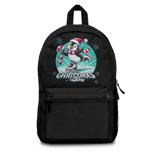 Penguin Ice Skating Christmas Fun Backpacks