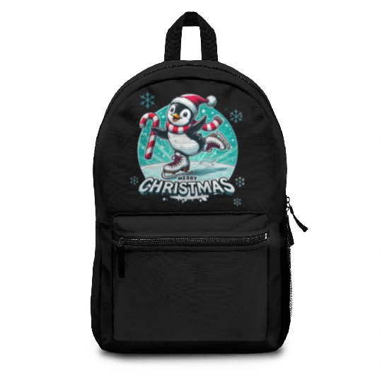 Penguin Ice Skating Christmas Fun Backpacks