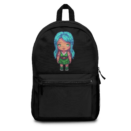 Mystic Emerald Sprite - Pixel Art Design Backpacks
