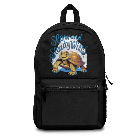 Whimsical Turtle with Confident Message Backpacks