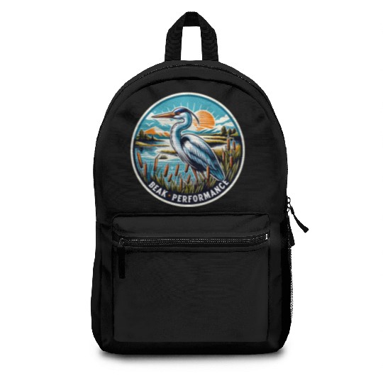 Great Blue Heron Beak Performance Retro Backpacks