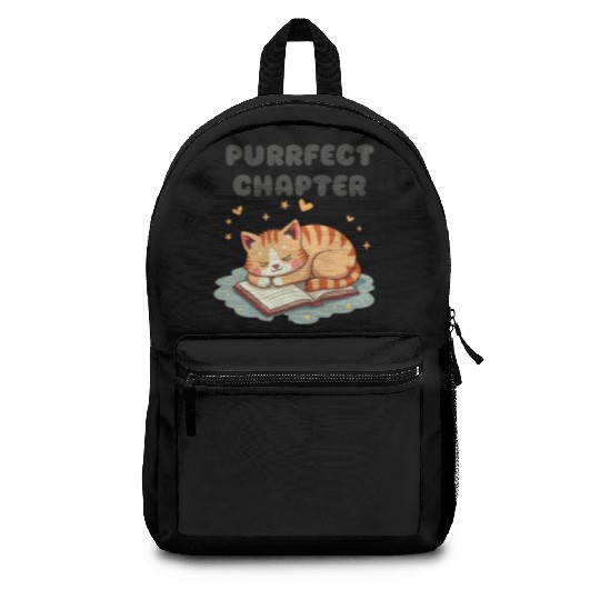 Purrfect Chapter - Cat and Book Lover Design Backpacks