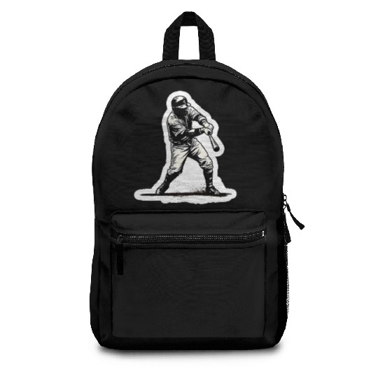 Baseball Player Black And White Backpacks