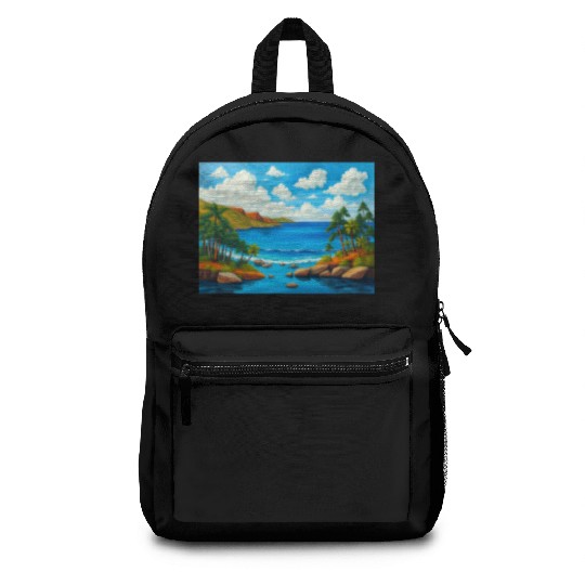 Serene Sunrise Over the Sea Backpacks
