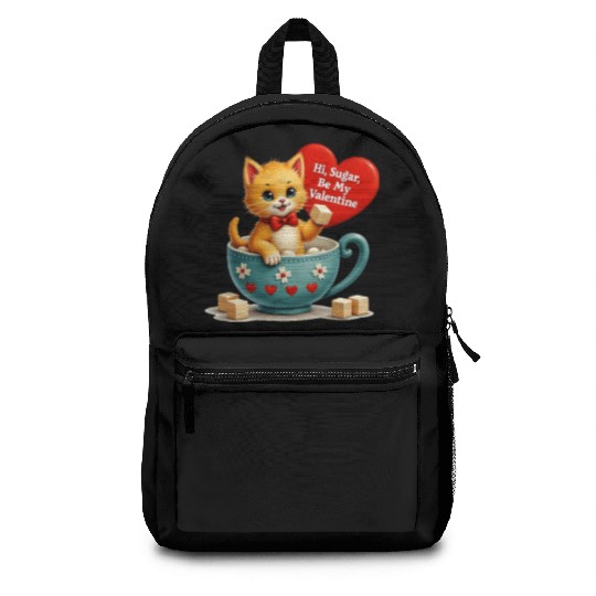 Hi Sugar Vintage Kitten Valentine s Day Card Backpacks