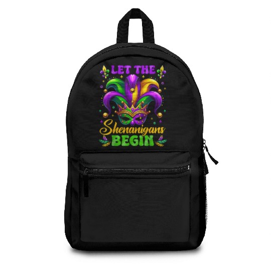 Let the Shenanigans Begin Mardi Gras Design Backpacks