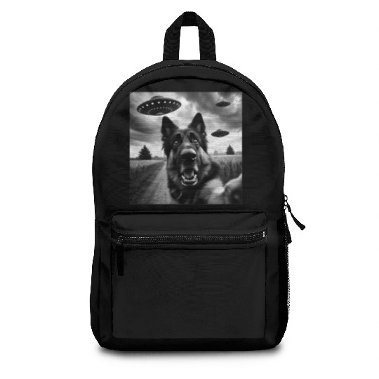 German Shepherd Funny GSP Selfie with UFOs Weird A Backpacks