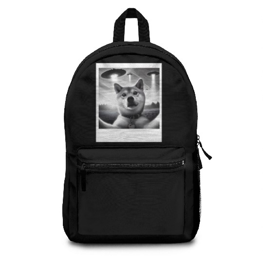 Shiba Inu Dog Dad Mom Funny Graphic Selfie UFOs We Backpacks