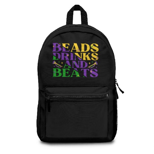 Beads Drinks Beats Mardi Gras Backpacks