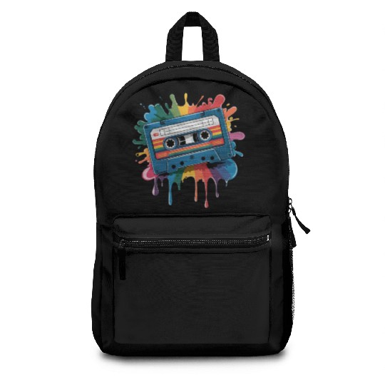80s Retro Cassette Splash Classic Cassette Tape Backpacks