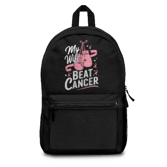 My Wife Beat Cancer Breast Cancer Awareness Backpacks