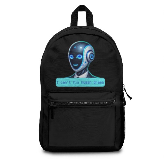 I Can't Fix Human Drama Funny AI Robot Design Backpacks