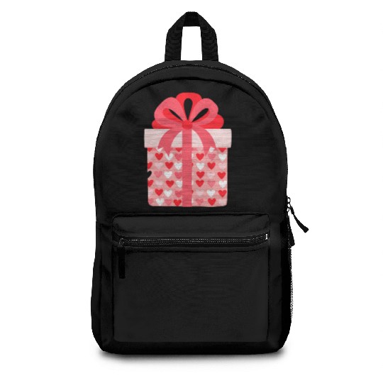 Hearts Gift Box Pattern Design Backpacks