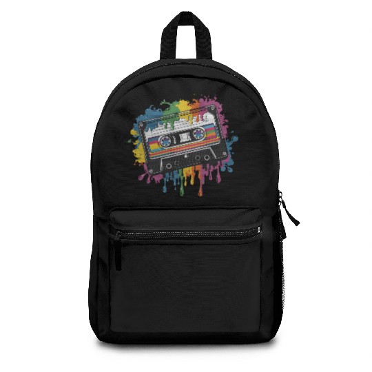 80s Retro Cassette Splash Classic Cassette Tape Backpacks