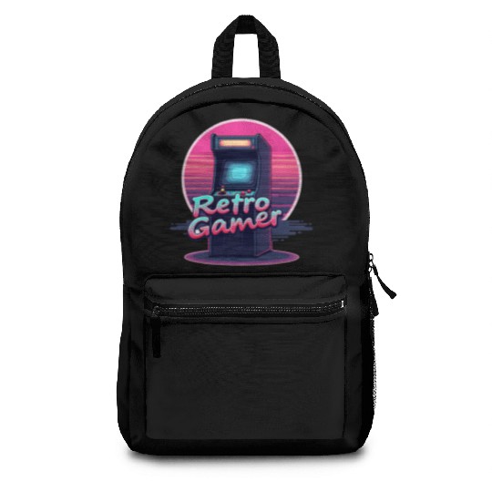 retro gamer in retro style oldschool gamer Backpacks