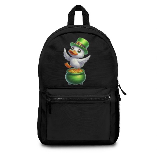 Cute St. Patrick's Day Duck Top Hat Clover Backpacks