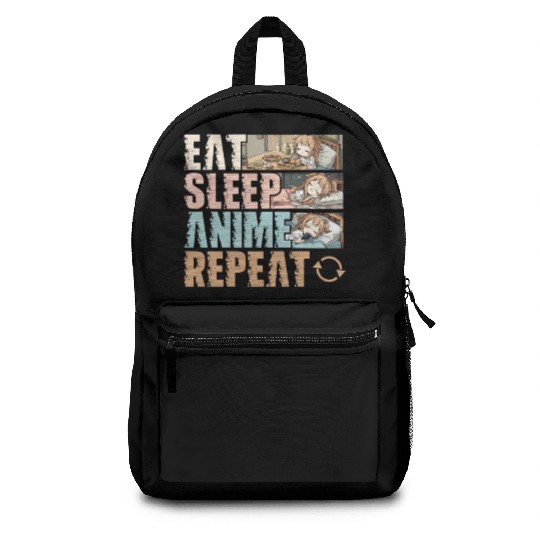 Eat Sleep Anime Repeat Funny Otaku Backpacks