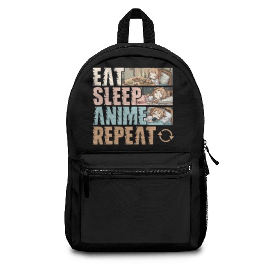 Eat Sleep Anime Repeat Funny Otaku Backpacks