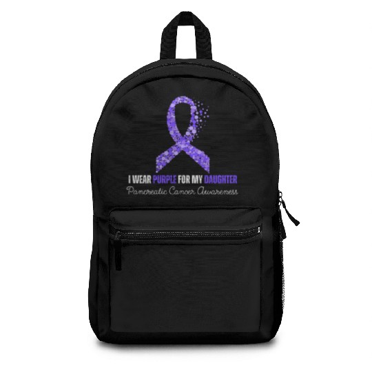 I Wear Purple For My Daughter Pancreatic Cancer Backpacks