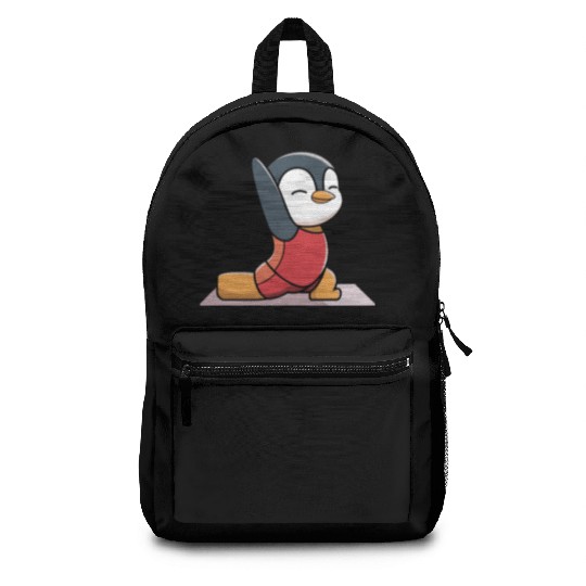 Cute Penguin Yoga Pose for Relaxation Fun Backpacks