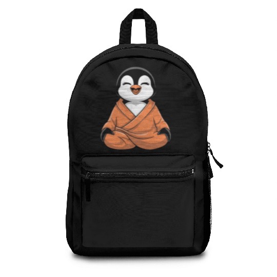 Meditating Penguin in Zen Robe Serenity Backpacks