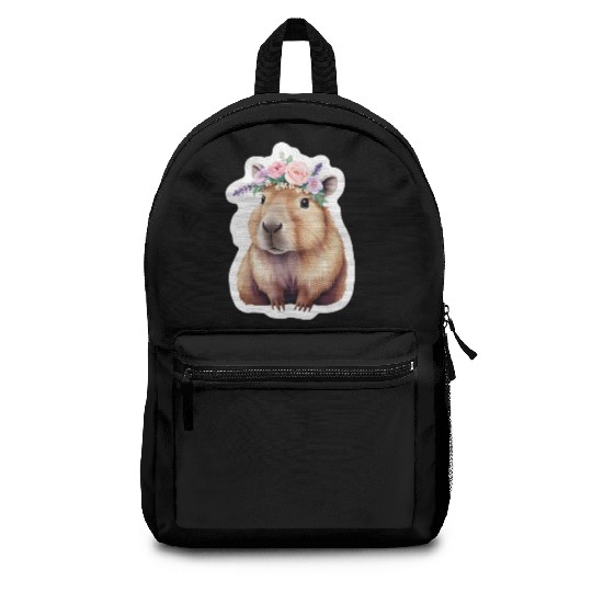 Capybara with Flowers Backpacks