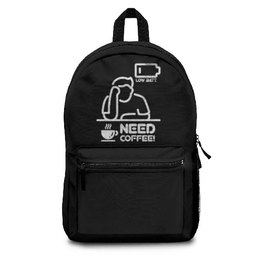 Low Batt – Need Coffee! Backpacks