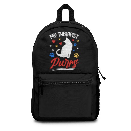 My Therapist Purrs Cat Lover Backpacks