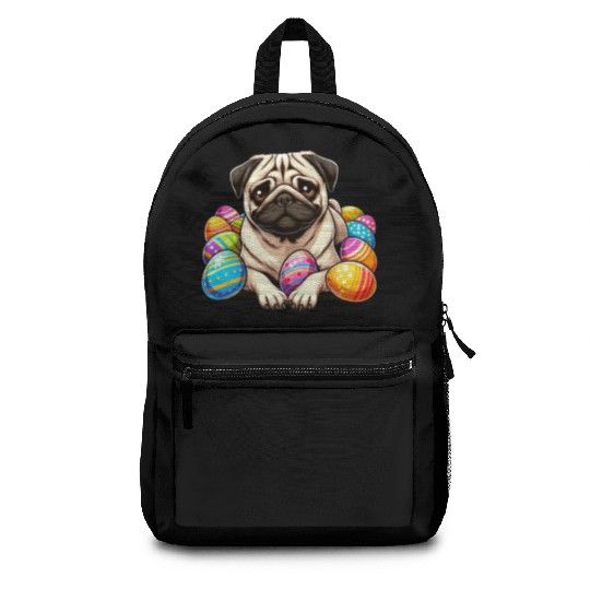 Cute Pug Easter Egg Cartoon Relax Chill Backpacks