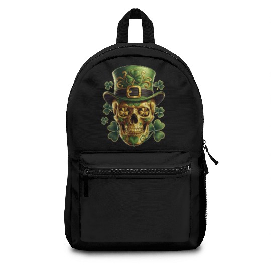 St Patricks Day Sugar Skull Shamrock Irish Mexican Backpacks