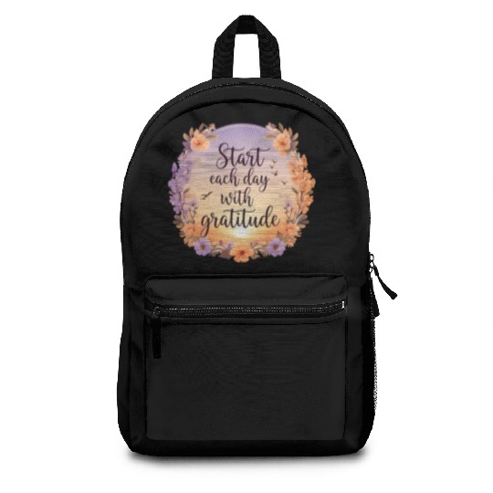 Serene Sunrise with Gratitude Quote and Soft Backpacks