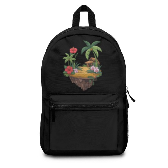 Tropical Island Hut Hibiscus and Orchids Backpacks