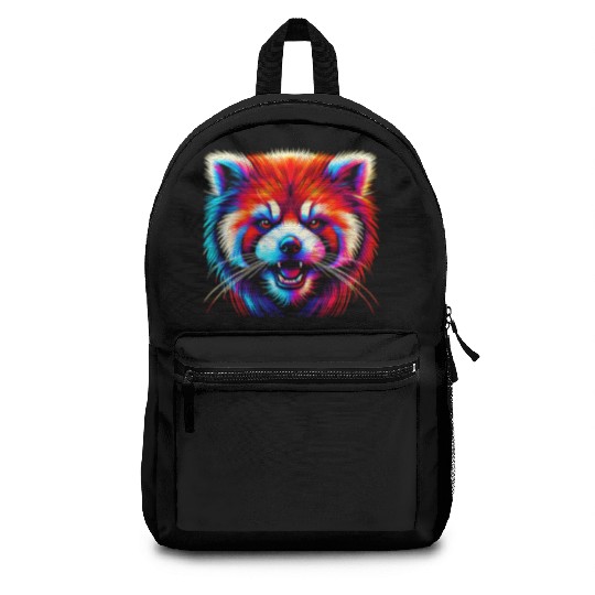 Colorful Red Panda Face – Bold Neon Pop Art Backpacks
