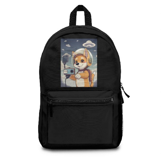 Funny Dog Rescue Anime Selfie with UFOs Weird Backpacks