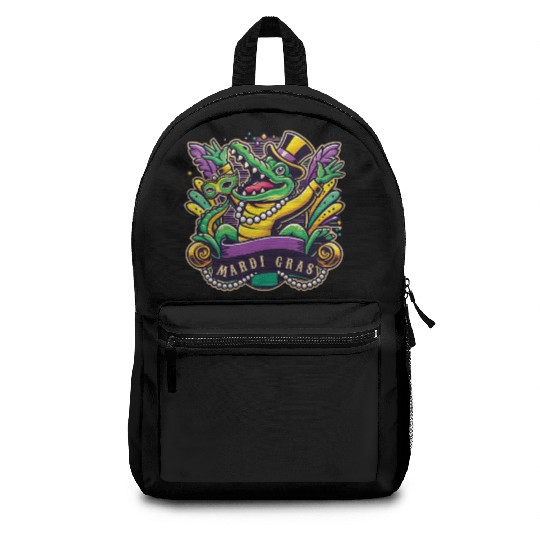 Mardi Gras Alligator Mask Celebration Vibes Backpacks
