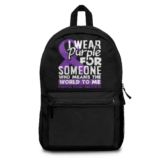 Pediatric Stroke Awareness I Wear Purple for Backpacks