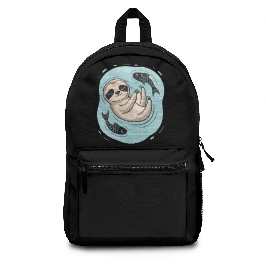 Pisces Zodiac Sloth Relaxing with Fish Dreams Backpacks