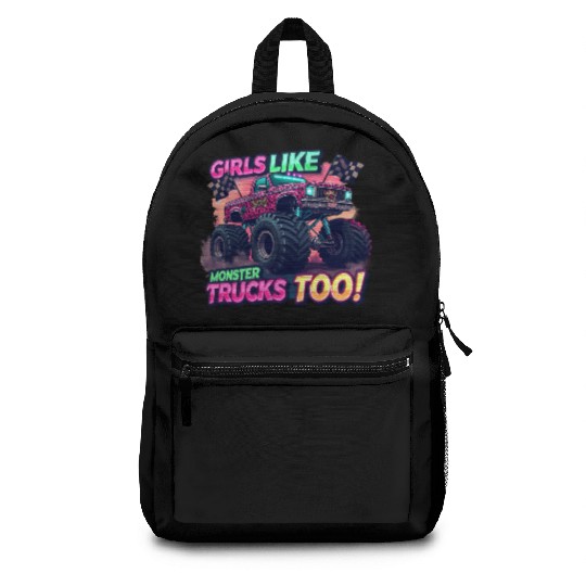 Girls Love Monster Trucks Design Backpacks