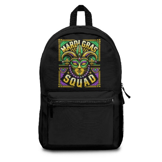 Mardi Gras Squad Mask Beads Celebration Backpacks