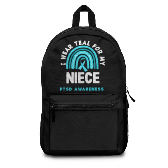 I Wear Teal for My Niece PTSD Awareness Backpacks