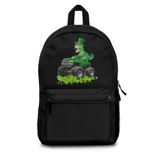 Monster Truck T-rex St Patricks Day Dinosaur Cute Backpacks