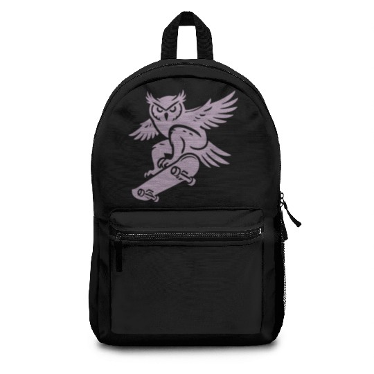 Snow Owl Skateboard Silhouette Minimalist Style Backpacks