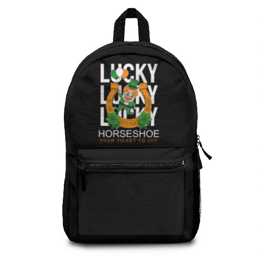 Lucky horseshoe your ticket to joy Backpacks
