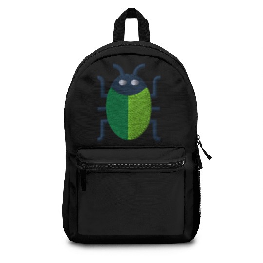 Green bug embroidered Backpacks