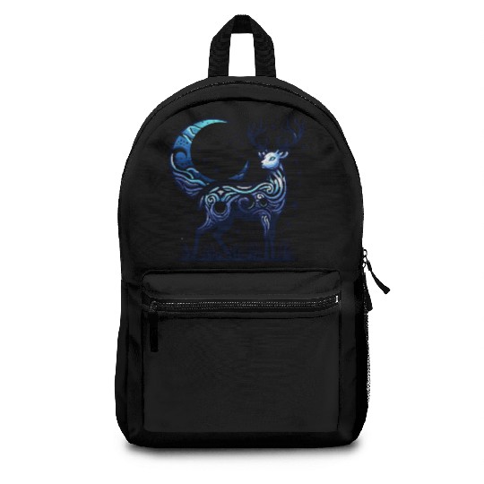 Celestial Deer Under Starry Night Moon Backpacks