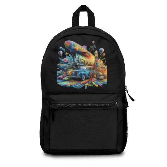 Multi-Colored Vehicles Backpacks