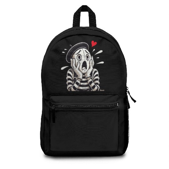 Screaming Mime with Heart Backpacks