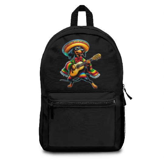 Cinco de Mayo Dachshund Mariachi Guitar Backpacks